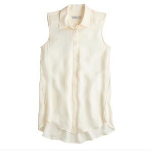 Jcrew Long silk Sleeveless Button Blouse Ivory T2